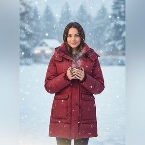 Lucky Brand Women's Burgundy Puffer Jacket
